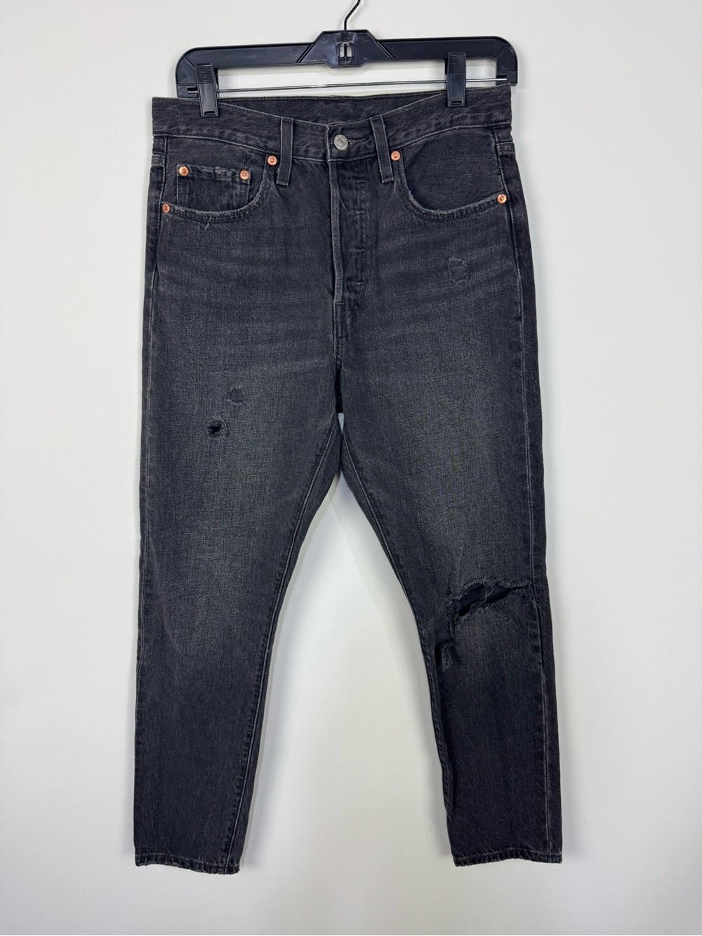 Levi's 501 Black Button Fly Denim Jeans Classic Straight Leg